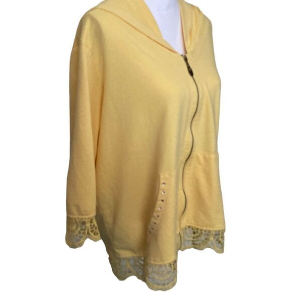 Woman Yellow zip up sweatshirt hoodie jacket 2X - Picture 2 of 5